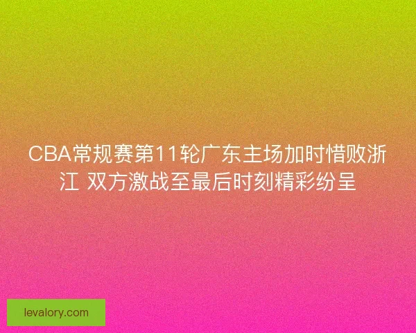 CBA常规赛第11轮广东主场加时惜败浙江 双方激战至最后时刻精彩纷呈